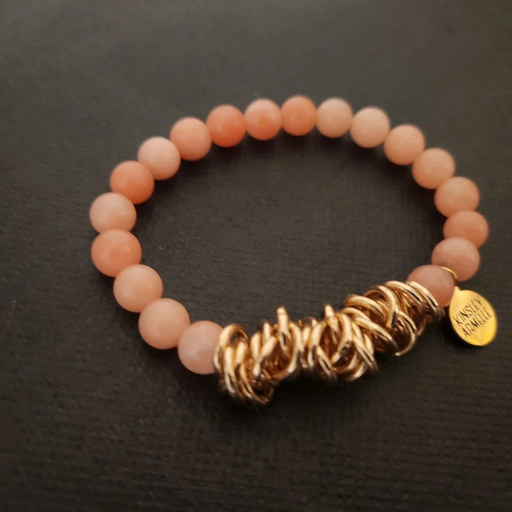 Kinsley Armelle Coral and Gold Charm Bracelet - Picture 2 of 2